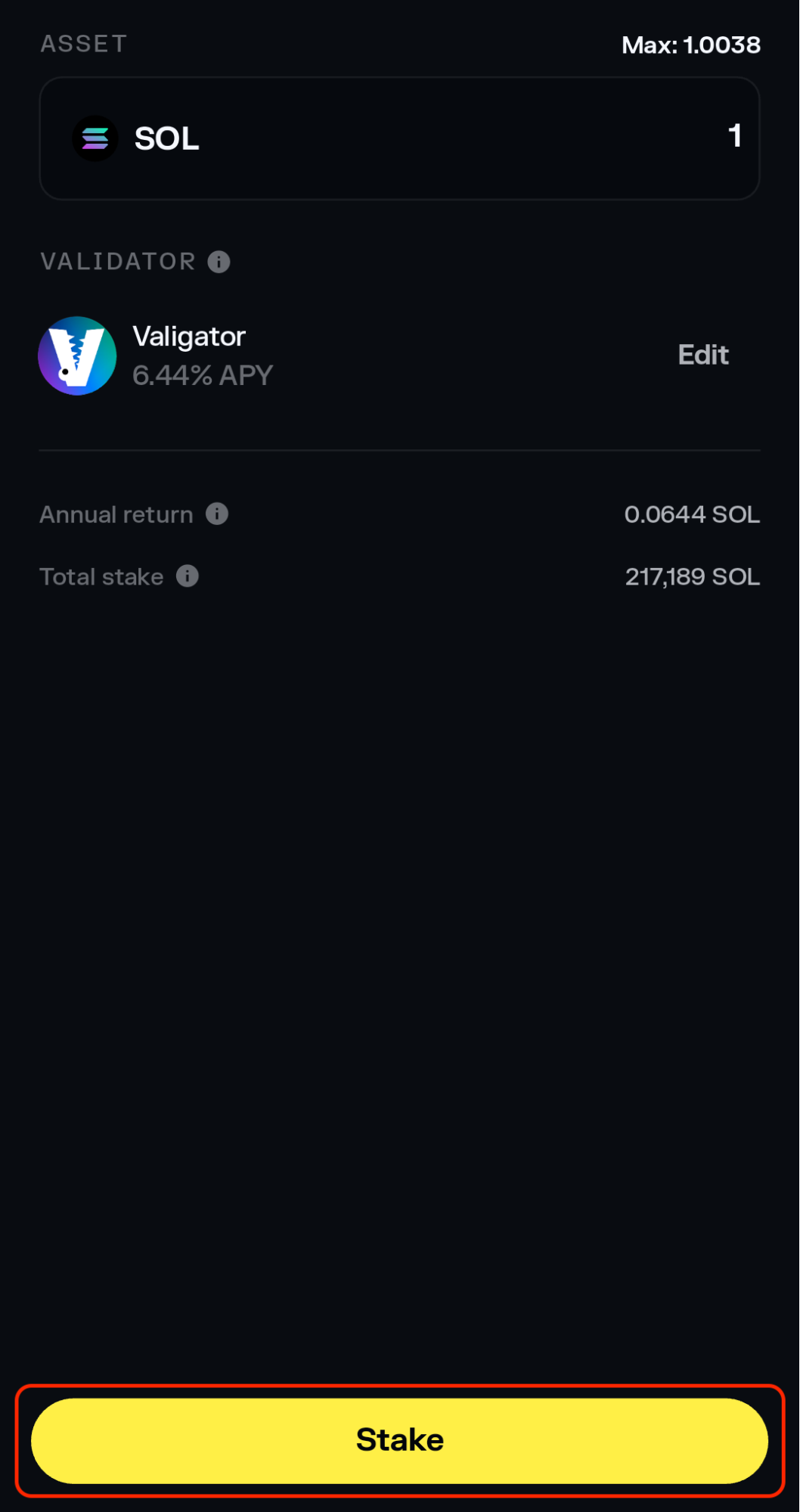 Solflare Mobile Selected