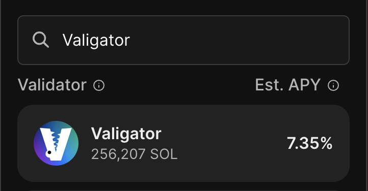 Valigator Selection