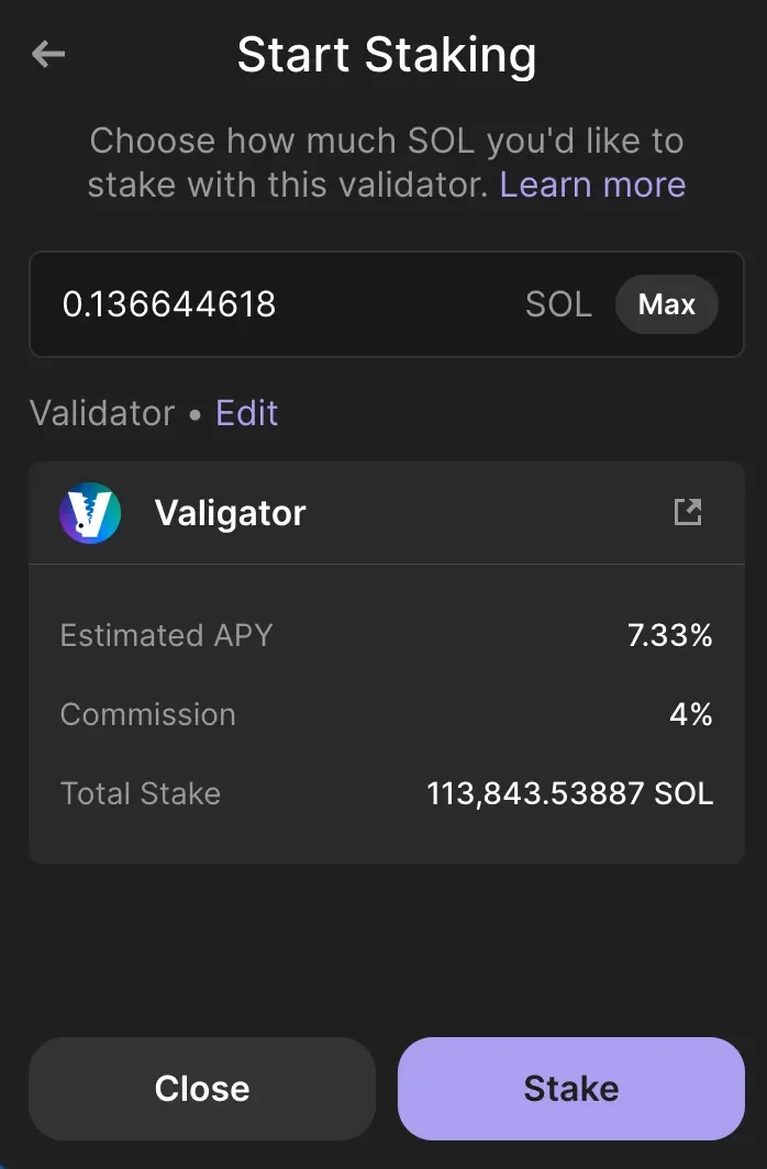Phantom Stake Amount