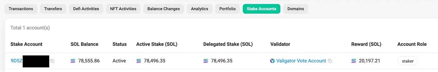 SolScan Stake Account